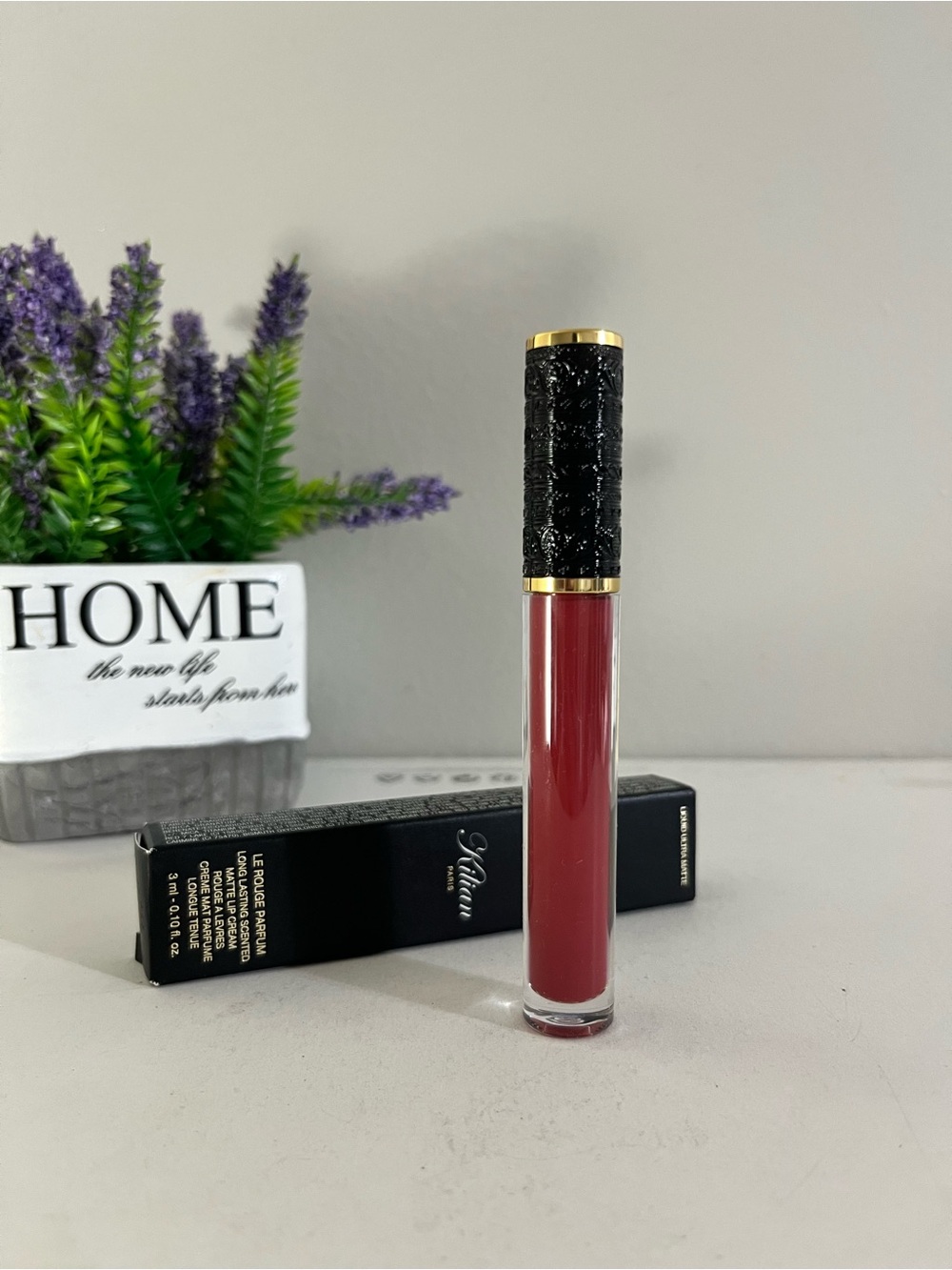 340 Intoxicating Rouge, Kilian Long Lasting Scented Matte Lip Cream, 0.1 OZ